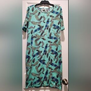 Colorful Feather Print Dress